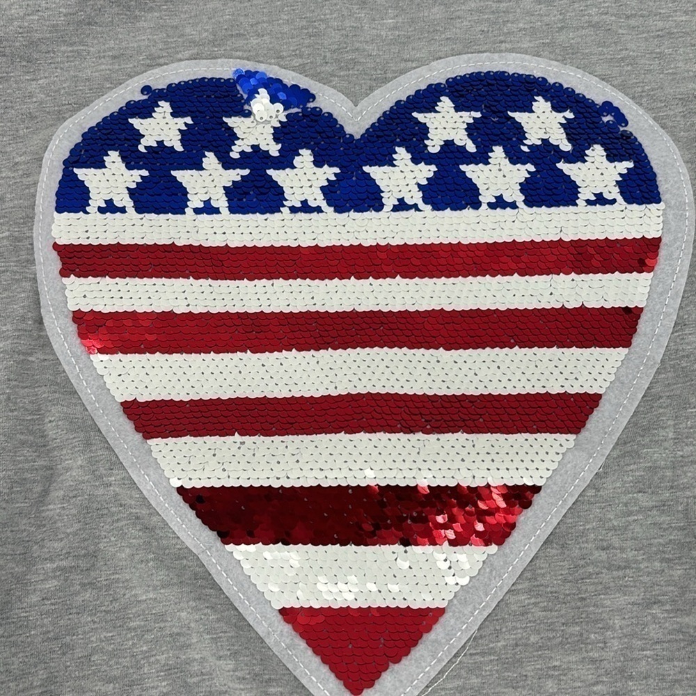Nwt Mia Belle Girls Women’s Small Gray American Flag T-Shirt — image 2 of 8